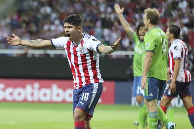 Eduardo Lopez of Mexico s Chivas celebrates scoaring against US Seattle Sounders during a second leg match of the Concacaf Champions League quarter finals, at the Akron Stadium, in Guadalajara, Jalisco, Mexico, 14 March 2018. Chivas of Mexico vs Seattle Sounders of US !ACHTUNG: NUR REDAKTIONELLE NUTZUNG!  Copyright: xCarlosxZepedax MEX75 20180315-636566877506295620