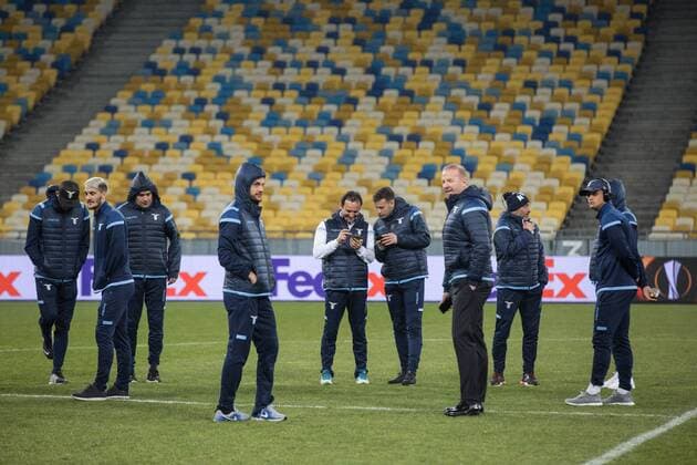Walk Of S.S. Lazio Team On Football Field On Eve Of Match With Dynamo Kyiv Team In Kyiv Kyiv  Copyright: ChumachenkoxAlexey 517001