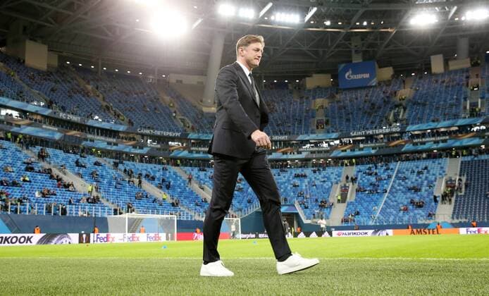 St Petersburg RB Leipzig Soccer Euro League St Petersburg 15 03 2018 Krestowski Stadium Soccer UEFA Euro League Round of 16 Relegation FK Zenit St Petersburg vs RB Leipzig The picture shows coach Ralph Hasenhüttl Hasenhuettl RB Leipzig