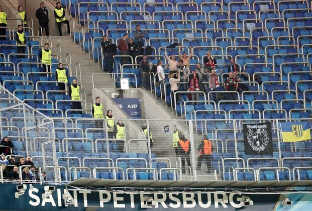 RB Leipzig St Petersburg Soccer Euro League Saint Petersburg 15 03 2018 Krestowski Stadium Soccer UEFA Euro League Round of 16 Re Zenit St Petersburg RB Leipzig Here are some fans of RB Leipzig