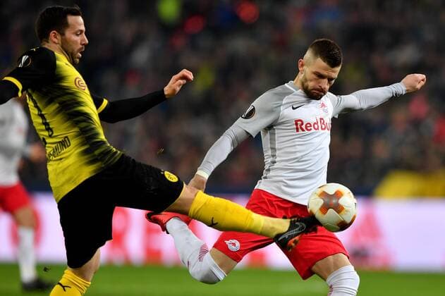 SOCCER - UEFA EL, RBS vs Dortmund SALZBURG,AUSTRIA,15.MAR.18 - SOCCER - UEFA Europa League, round of 16, Red Bull Salzburg vs Borussia Dortmund. Image shows Valon Berisha (RBS). GEPAxpictures xFlorianxErtl