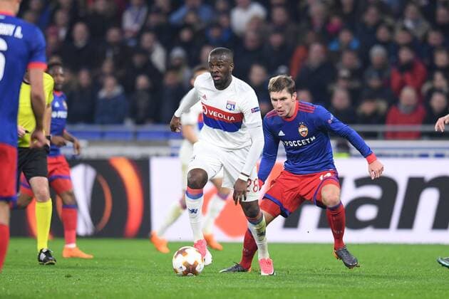 28 TANGUY NDOMBELE (OL) - 14 KIRILL NABABKIN (CSKA) FOOTBALL : Lyon vs CSKA Moscou - Ligue Europa - 15 03 2018 FEP Panoramic 