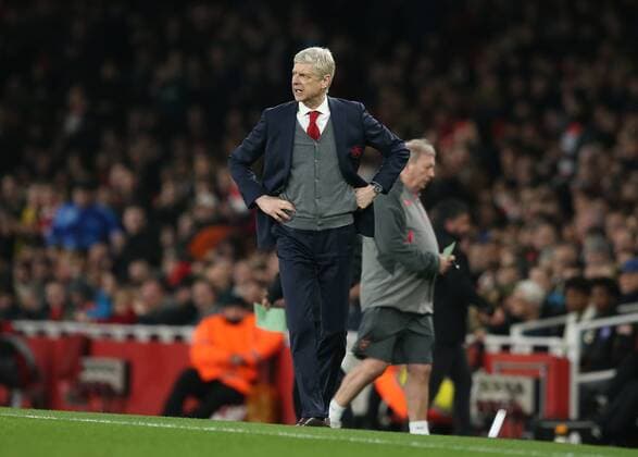15th March 2018, Emirates Stadium, London, England; UEFA Europa League football, round of 16 second leg, Arsenal versus AC Milan; Arsenal manager Arsene Wenger looks on from the touchline  ActionPlus12001807