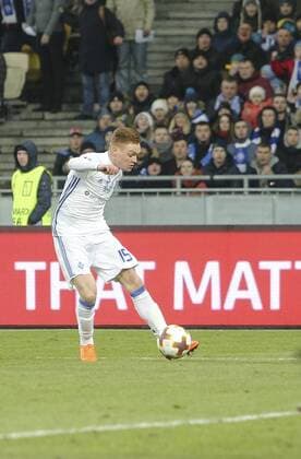 March 15, 2018 - Kiev, Ukraine - Dunamo Kyiv FC s Viktor Tsygankov in action during the 2nd leg of Round 16 UEFA Europa League match at a NSC Olimpiyskyi in Kyiv, Ukraine, March 15, 2018. Dynamo Kiev v Lazio - UEFA Europa League Round of 16: Second Leg  - ZUMAn230 20180315_zaa_n230_351 Copyright: xSergiixKharchenkox