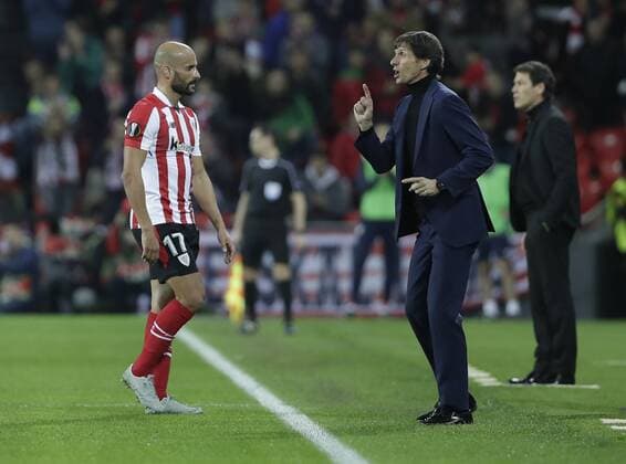(L-R) *Mikel Rico Moreno* of Athletic Club Bilbao during the Athletic Club Bilbao vs Olympique de Marseille, UEFA Europa League at San Mames Stadium in Bilbao on March 15, 2018. (© DAVID CANTIBRERA CORDON PRESS)  x©xDAVIDxCANTIBRERAx xx