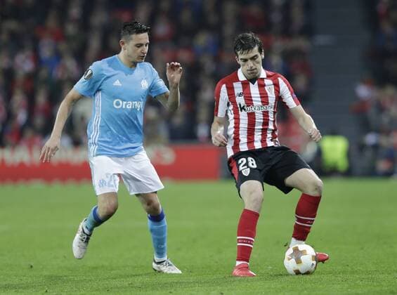(L-R) *Inigo Cordoba Querejeta* of Athletic Club Bilbao during the Athletic Club Bilbao vs Olympique de Marseille, UEFA Europa League at San Mames Stadium in Bilbao on March 15, 2018. (© DAVID CANTIBRERA CORDON PRESS)  x©xDAVIDxCANTIBRERAx xx