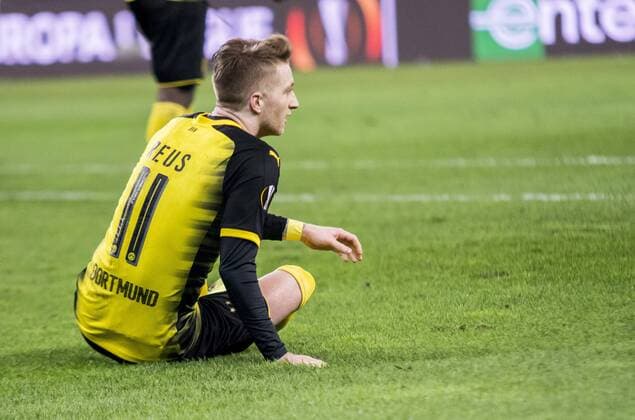 Football UEFA Europa League EL Season 2017 2018 Round of 16 RB Salzburg Borussia Dortmund in Salzburg Austria Dortmunds Marco Reus is disappointed on the pitch Copyright: xKirchner FalkxDezortx