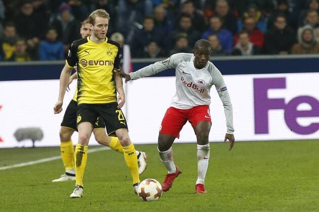 UEFA Europa League Salzburg vs Borussia Dortmund Andre Schuerrle Borussia Dortmund and Amadou Haidara FC Salzburg at the UEFA Europa League Salzburg vs Borussia Dortmund on March 15 2018 in Salzburg Austria xD. G.x