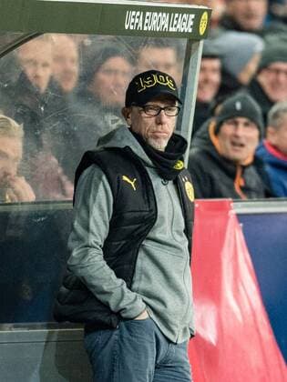 15 03 2018 Red Bull Arena Salzburg UEFA Champions League Round of 16 UEFA Champions League Round of 16 UEFA Champions League Round of 16 Coach Peter Stoeger Borussia Dortmund during the UEFA Europa League Round of 16 2nd Leg Match between FC Salzburg and Borussia Dortmund at the Red Bull Arena in Salzburg Austria on 2018 03 15 Salzburg  EX_ADE