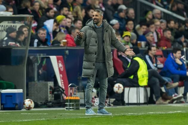 Salzburg Austria 15 03 2018 UEFA Europa League 2017 18 Season Round of 16 Second leg Red Bull Salzburg BV Borussia Dortmund Coach Marco Rose FCS gestures gestures DeFodi048