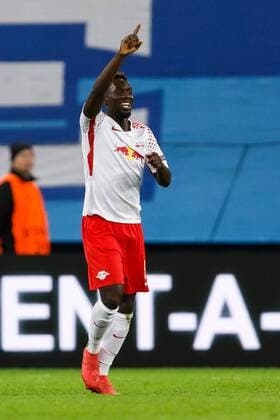 March 15, 2018 - Saint Petersburg, Russia - Jean-Kevin Augustin of RB Leipzig celebrates his goal during the UEFA Europa League Round of 16 second leg match between FC Zenit St. Petersburg and RB Leipzig at Saint Petersburg Stadium on March 15, 2018 in Saint Petersburg, Russia. Zenit St Petersburg v RB Leipzig - UEFA Europa League Round of 16: Second Leg  - ZUMAn230 20180315_zaa_n230_440 Copyright: xMikexKireevx