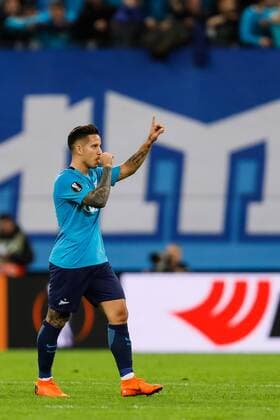 March 15, 2018 - Saint Petersburg, Russia - Sebastian Driussi of FC Zenit Saint Petersburg celebrates his goal during the UEFA Europa League Round of 16 second leg match between FC Zenit St. Petersburg and RB Leipzig at Saint Petersburg Stadium on March 15, 2018 in Saint Petersburg, Russia. Zenit St Petersburg v RB Leipzig - UEFA Europa League Round of 16: Second Leg  - ZUMAn230 20180315_zaa_n230_447 Copyright: xMikexKireevx