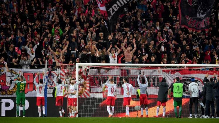 SOCCER - UEFA EL, RBS vs Dortmund SALZBURG,AUSTRIA,15.MAR.18 - SOCCER - UEFA Europa League, round of 16, Red Bull Salzburg vs Borussia Dortmund. Image shows the rejoicing of RBS. GEPAxpictures xFlorianxErtl