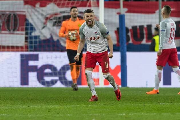 Salzburg Austria 15 03 2018 UEFA Europa League 2017 18 Season Round of 16 Second leg Red Bull Salzburg BV Borussia Dortmund Valon Berisha FCs final victory DeFodi048