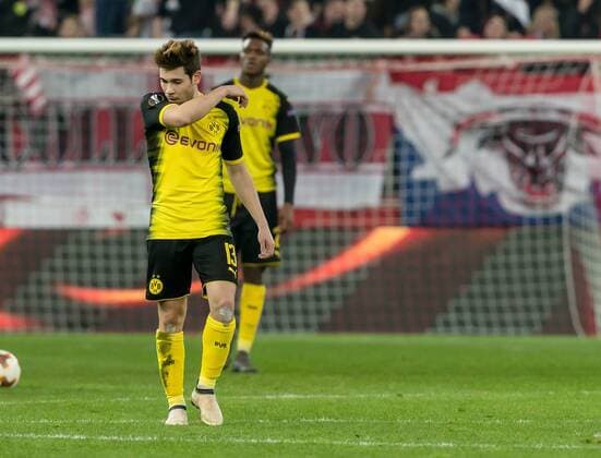 Salzburg Austria 15 03 2018 UEFA Europa League 2017 18 Season Round of 16 Second leg Red Bull Salzburg BV Borussia Dortmund Raphael Guerreiro BVB disappointed DeFodi048