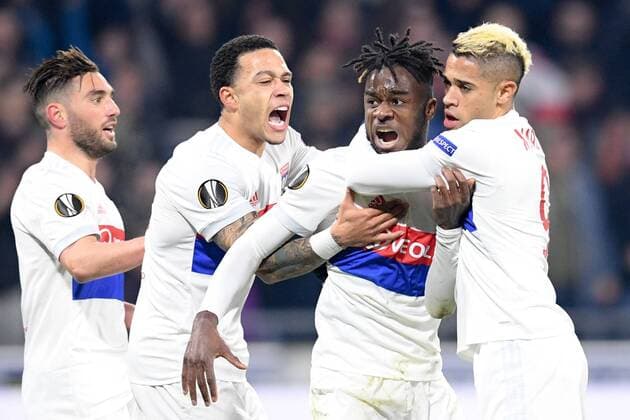 Bilder des Tages - SPORT 27 MAXWEL CORNET (OL) - 09 MARIANO DIAZ (OL) - 11 MEMPHIS DEPAY (OL) - 12 JORDAN FERRI (OL) - JOIE FOOTBALL : Lyon vs CSKA Moscou - Ligue Europa - 15 03 2018 FEP Panoramic 