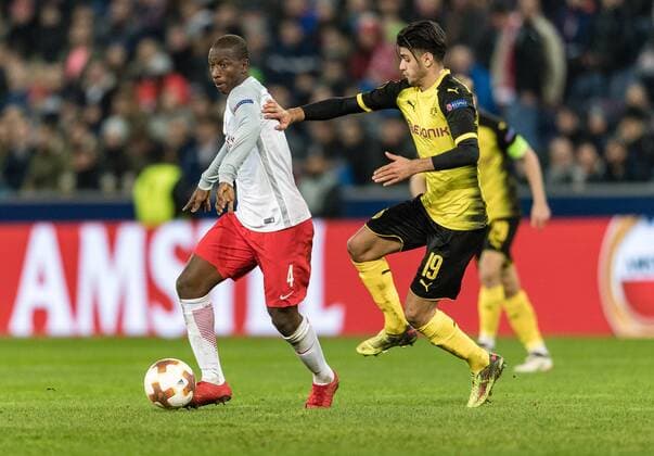 15 03 2018 Red Bull Arena Salzburg UEFA Champions League - El Borussia Dortmund UEFA Champions League Round of 16 Round of 16 back to the left corner of the field Amadou Haidara Salzburg Mahmoud Dahoud Borussia Dortmund at the Europa League Round of 16 2nd Leg Match between FC Salzburg and Borussia Dortmund at the Red Bull Arena in Salzburg Austria on 2018 03 15 Salzburg  EX_ADE