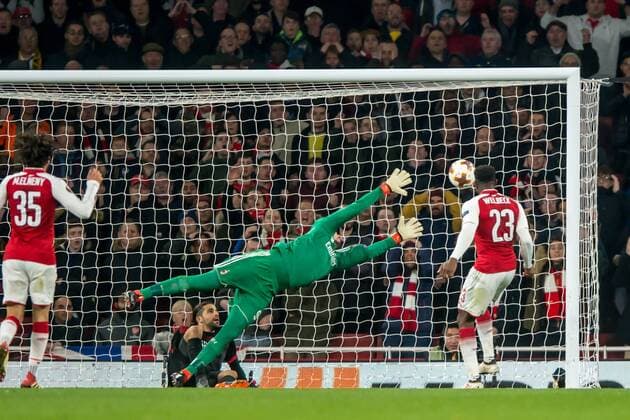 Danny Welbeck of Arsenal scores the third goal during the UEFA Europa League Round of 16 Leg 2 of 2 between Arsenal and AC Milan at the Emirates Stadium, London, England on 15 March 2018. Copyright: xSalvioxCalabresex 19300054