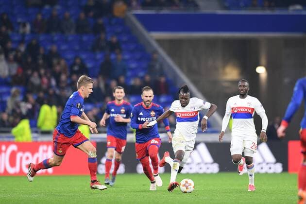 10 BERTRAND TRAORE (OL) - 03 PONTUS WERNBLOOM (CSKA) - 66 BIBRAS NATCHO (CSKA) - 28 TANGUY NDOMBELE (OL) FOOTBALL : Lyon vs CSKA Moscou - Ligue Europa - 15 03 2018 FEP Panoramic 