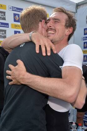 - ROUBAIX, FRANCE: German John Degenkolb of Team Giant-Alpecin celebrates after the Paris-Roubaix one day cycling race, 253,5 km from Compiegne to the Velodrome in Roubaix, Sunday 12 April 2015. POOLxPAPONxL EQUIPE  x78198937x