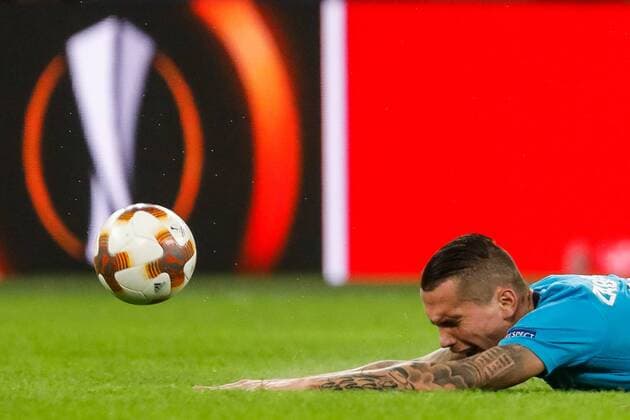 March 15, 2018 - Saint Petersburg, Russia - Anton Zabolotny of FC Zenit Saint Petersburg during the UEFA Europa League Round of 16 second leg match between FC Zenit St. Petersburg and RB Leipzig at Saint Petersburg Stadium on March 15, 2018 in Saint Petersburg, Russia. Zenit St Petersburg v RB Leipzig - UEFA Europa League Round of 16: Second Leg  - ZUMAn230 20180315_zaa_n230_697 Copyright: xMikexKireevx