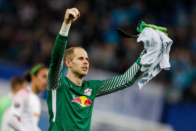 March 15, 2018 - Saint Petersburg, Russia - Peter Gulacsi of RB Leipzig celebrates during the UEFA Europa League Round of 16 second leg match between FC Zenit St. Petersburg and RB Leipzig at Saint Petersburg Stadium on March 15, 2018 in Saint Petersburg, Russia. Zenit St Petersburg v RB Leipzig - UEFA Europa League Round of 16: Second Leg  - ZUMAn230 20180315_zaa_n230_718 Copyright: xMikexKireevx