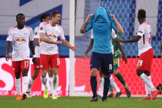 March 15, 2018 - Saint Petersburg, Russia - Matias Kranevitter (C) of FC Zenit Saint Petersburg reacts during the UEFA Europa League Round of 16 2nd leg football match between FC Zenit Saint Petersburg and RB Leipzig at Saint Petersburg Stadium. FC Zenit Saint Petersburg vs RB Leipzig UEFA Europa League Round of 16 2nd leg football match in Saint Petersburg, Russia - 15 Mar 2018 - ZUMAs197 82334455st Copyright: xIgorxRussakx