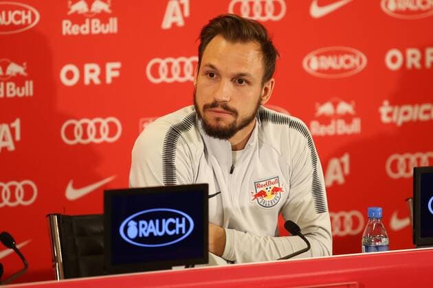 SOCCER - EL, RBS, press conference PK Pressekonferenz SALZBURG,AUSTRIA,16.MAR.18 - SOCCER - UEFA Europa League, Red Bull Salzburg, press conference. Image shows Andreas Ulmer (RBS). GEPAxpictures xMathiasxMandl