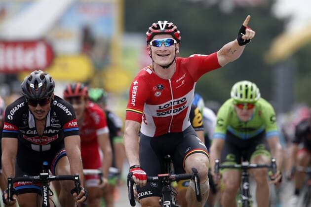 - VALENCE, FRANCE: German Andre Greipel of Lotto - Soudal wins before 81 German John Degenkolb of Team Giant-Alpecin (L) during stage 14 of the 2015 edition of the Tour de France cycling race, 183 km from Mende to Valence, France, Sunday 19 July 2015. This year s Tour de France is taking place from 4 to 26 July. YUZURUxSUNADA  x83006695x