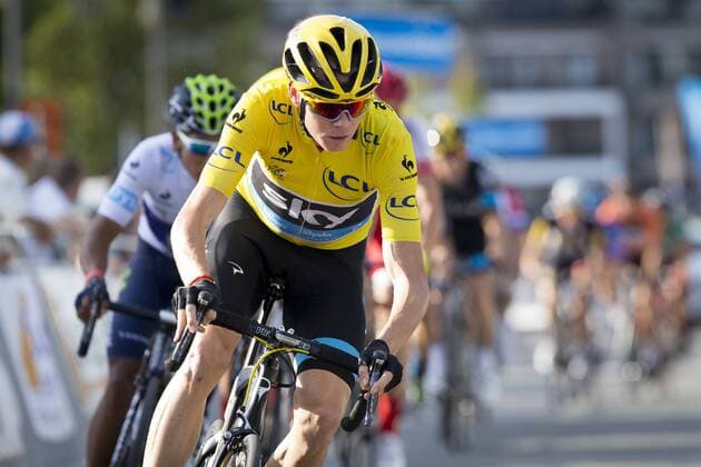 - NINOVE, BELGIUM: British Tour de France winner Chris Froome of Team Sky pictured in action during the 4th edition of the Natourcriterium van Ninove cycling race, Sunday 02 August 2015 in Ninove. The contest is a part of the traditional criteriums , local races in which mainly cyclists who rode the Tour de France compete. KRISTOFxVANxACCOM  x83357382x