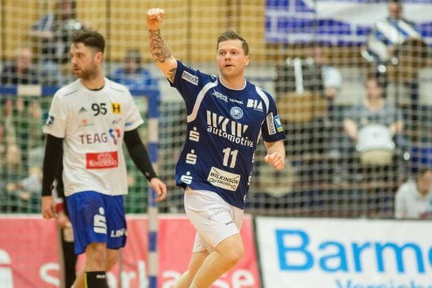 Torjubel Arnor Thor Gunnarsson 11 Bergischer HC Bergischer HC vs ThSV Eisenach Handball 2 Bundesliga 17 03 18 Solingen NRW Germany Klingenhalle Copyright: xcdnx