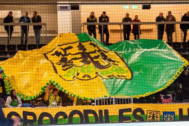 Choreo der Hagener Fans HC Rhein Vikings vs VfL Eintracht Hagen Handball 2 Bundesliga 17 03 18 Dusseldorf NRW Germany Castello Copyright: xcdn_nszx