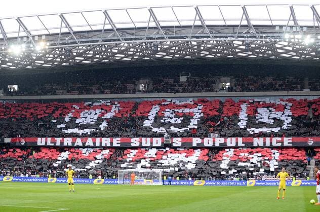 Fußball, OGC Nizza - Paris St. Germain ILLUSTRATION - SUPPORTERS - TRIBUNE - TIFO FOOTBALL : Nice vs Paris SG - Ligue 1 Conforama - 18 03 2018 FEP Panoramic 
