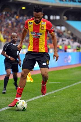 Fousseny Colibaly during the match Esperance Sportive de Tunis who validated his ticket to the group phase of the African Champions League after a short victory of (1-0) face Gor Mahia Kenyan club in the second leg of the final of the competition sixteenths played at Rades stadium. African Champions League:EST vs Gor Mahia. 