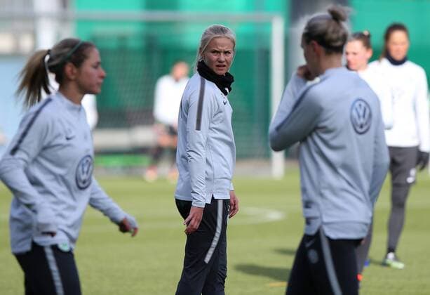 VfL vs Slavia Prag CL Womens preliminary reports Wolfsburg Germany 21 03 2018 FOOTBALL VfL Wolfsburg vs Slavia Prague Training Quarter-final UEFA Womens Champions League Season 2017 18 Image shows Pernille Harder VfL Wolfsburg Wolfsburg