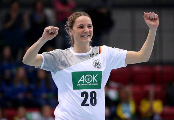 BAU 21 03 2018 Stuttgart Handball Women Germany vs Spain Franziska Müller GER cheers and clenched his fists