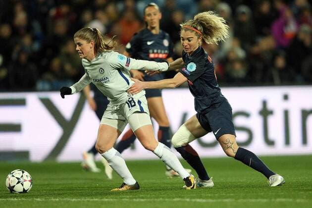 choc montpellier chelsea FOOTBALL : Montpellier Chelsea LFC- Coupe d Europe - 21 03 2018 RichardGosselin Panoramic 