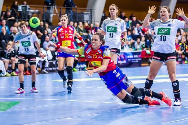 EM Quali Germany Spain Paula Garcia Avila 19 Spain at EURO Qualifiers Germany Spain Stuttgart 21 03 18 Handball EC Quali Stuttgart Baden Wuerttemberg Germany Scharrena
