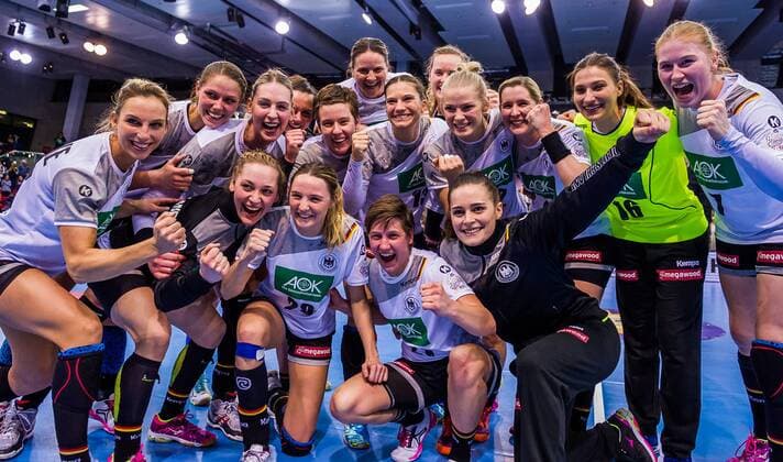 EM Quali Germany Spain Pleasure in the German team after a clear victory against Spain in the European Championship qualifiers at the European Championship qualifiers Germany Spain Stuttgart 21 03 18 Handball European Qualifiers Stuttgart Baden Wuerttemberg Germany Scharrena
