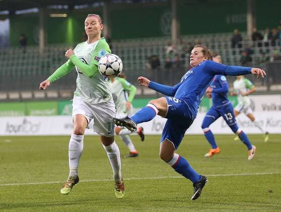 VfL Women vs Prague Womens Football Champions League Quarterfinals VfL Wolfsburg vs Slavia Prague AOK Stadium Picture shows Alexandra Popp VfL 11 Wolfsburg