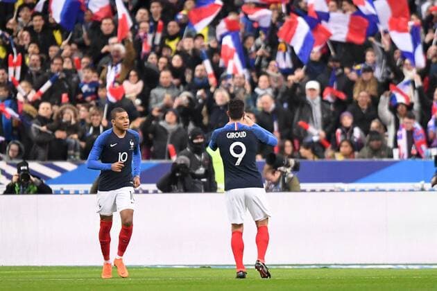 09 OLIVIER GIROUD (FRA) - 10 KYLIAN MBAPPE (FRA) - JOIE FOOTBALL : France vs Colombie - Match Amical - 23 03 2018 AnthonyBIBARD FEP Panoramic 