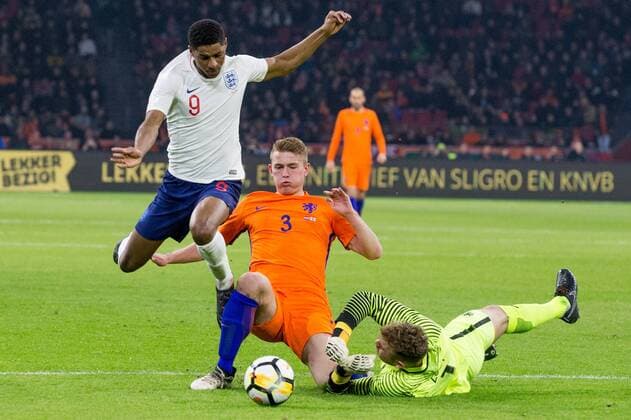 Marcus Rashford of England, Matthijs de Ligt of Holland, goalkeeper Jeroen Zoet of Holland during the International Friendly Länderspiel match match between The Netherlands and England at the Amsterdam Arena on March 23, 2018 in Amsterdam, The Netherlands International friendly match 2017 2018 xVIxVIxImagesx xTomxBodexMultimediaxIVx 10424357
