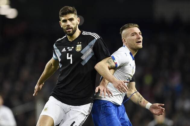 Db Manchester (Inghilterra) 23 03 2018 - amichevole Argentina-Italia foto Daniele Buffa Image nella foto: Ciro Immobile-Federico Fazio 