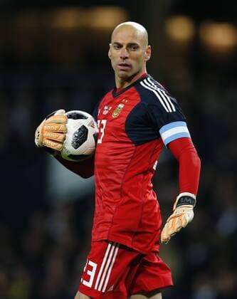 23rd March 2018, Etihad Stadium, Manchester, England; International Football Friendly, Italy versus Argentina; Argentina keeper Willy Caballero collects the ball safely  ActionPlus12004416