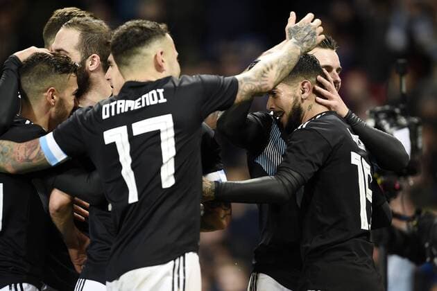 Db Manchester (Inghilterra) 23 03 2018 - amichevole Argentina-Italia foto Daniele Buffa Image nella foto: esultanza gol Ever Banega 