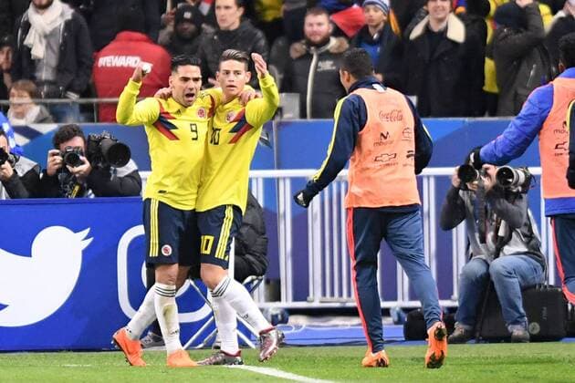 10 JAMES RODRIGUEZ (COL) - 09 RADAMEL FALCAO (COL) - JOIE FOOTBALL : France vs Colombie - Match Amical - 23 03 2018 AnthonyBIBARD FEP Panoramic 