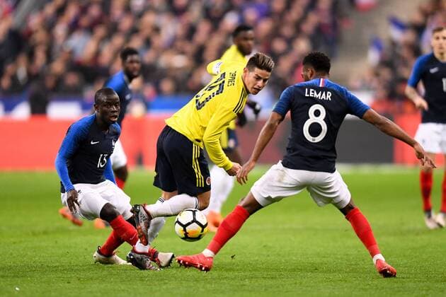 13 N GOLO KANTE (FRA) - 10 JAMES RODRIGUEZ (COL) FOOTBALL : France vs Colombie - Match Amical - 23 03 2018 AnthonyBIBARD FEP Panoramic 