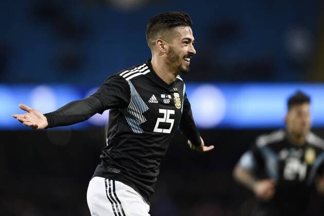 Db Manchester (Inghilterra) 23 03 2018 - amichevole Argentina-Italia foto Daniele Buffa Image nella foto: esultanza gol Manuel Lanzini 