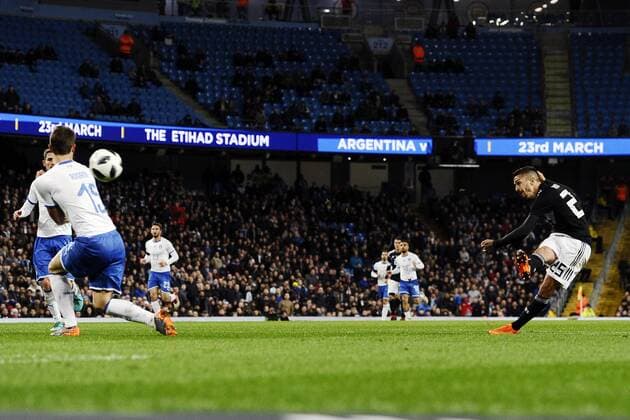 Db Manchester (Inghilterra) 23 03 2018 - amichevole Argentina-Italia foto Daniele Buffa Image nella foto: gol Manuel Lanzini 