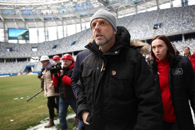 NIZHNY NOVGOROD, RUSSIA - MARCH 24, 2018: FIFA Director of Competitions Colin Smith visits Nizhny Novgorod Stadium, a venue of the 2018 FIFA World Cup WM Weltmeisterschaft Fussball in Russia. Mikhail Solunin TASS  TS07928A